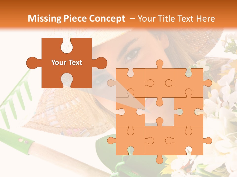 A Woman In A Straw Hat Holding A Bouquet Of Flowers PowerPoint Template