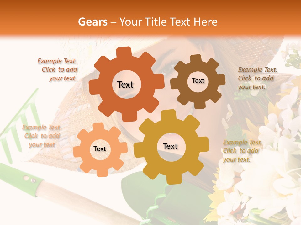 A Woman In A Straw Hat Holding A Bouquet Of Flowers PowerPoint Template