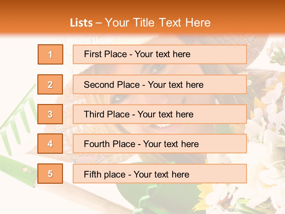 A Woman In A Straw Hat Holding A Bouquet Of Flowers PowerPoint Template