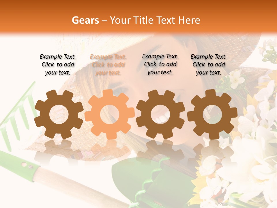 A Woman In A Straw Hat Holding A Bouquet Of Flowers PowerPoint Template