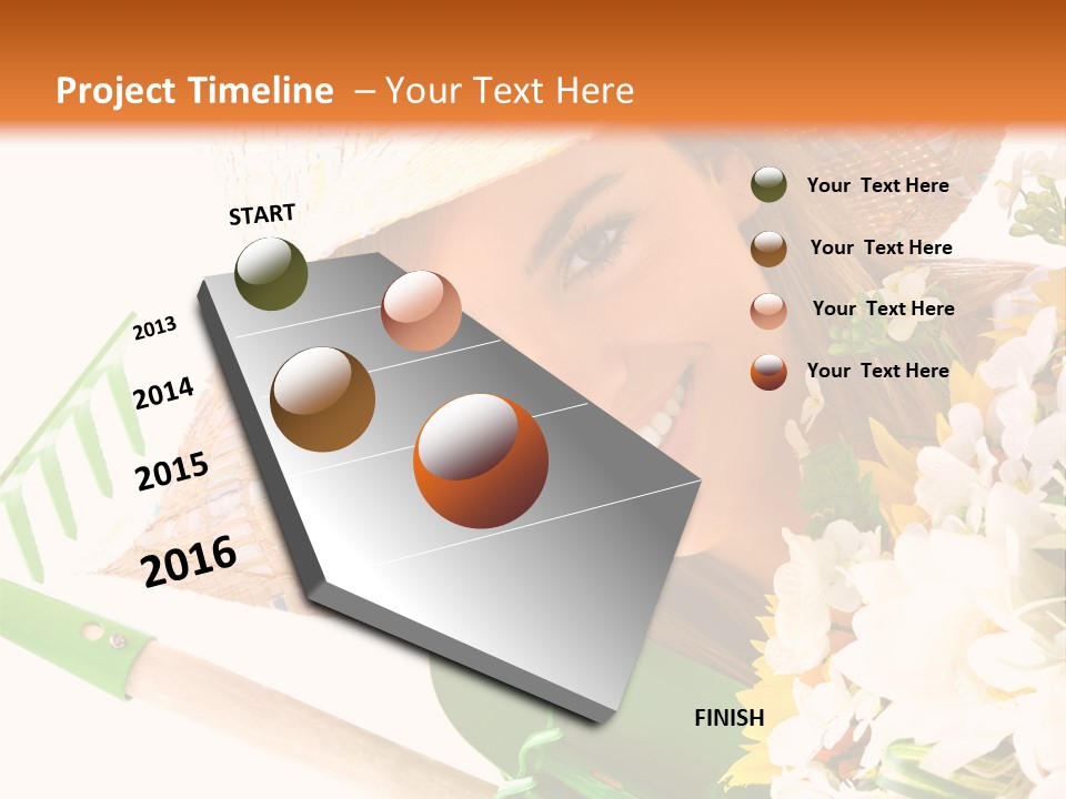 A Woman In A Straw Hat Holding A Bouquet Of Flowers PowerPoint Template