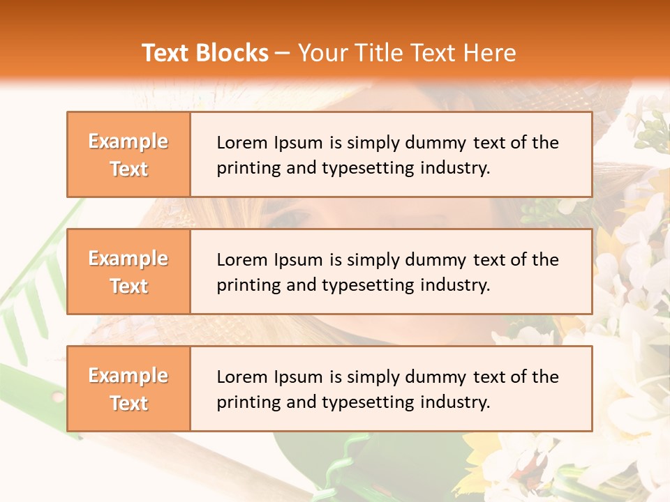 A Woman In A Straw Hat Holding A Bouquet Of Flowers PowerPoint Template