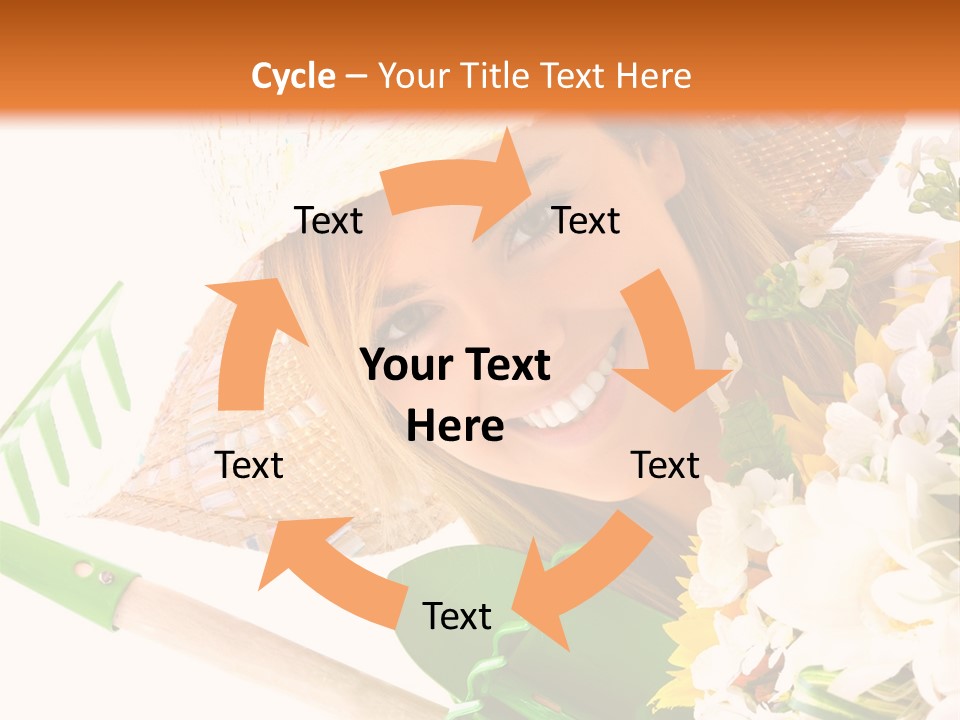 A Woman In A Straw Hat Holding A Bouquet Of Flowers PowerPoint Template