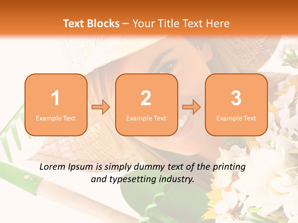 A Woman In A Straw Hat Holding A Bouquet Of Flowers PowerPoint Template