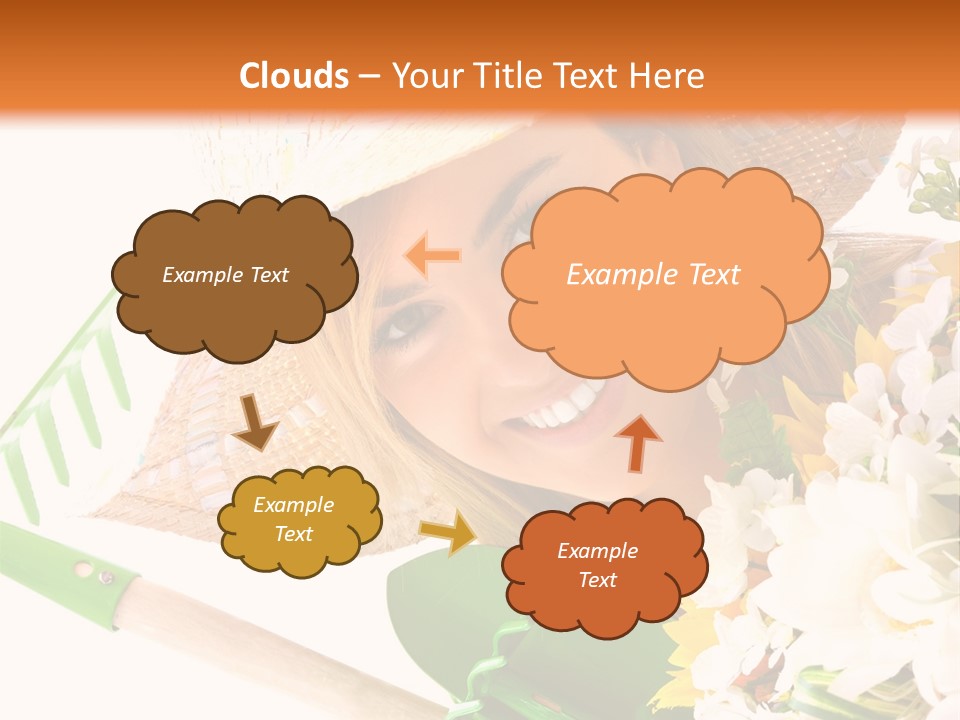 A Woman In A Straw Hat Holding A Bouquet Of Flowers PowerPoint Template