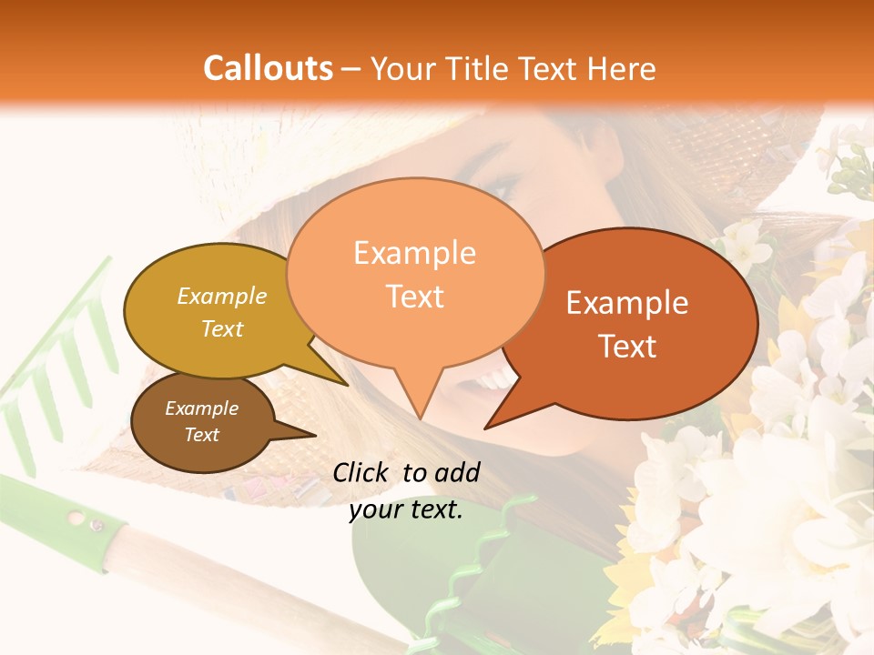 A Woman In A Straw Hat Holding A Bouquet Of Flowers PowerPoint Template