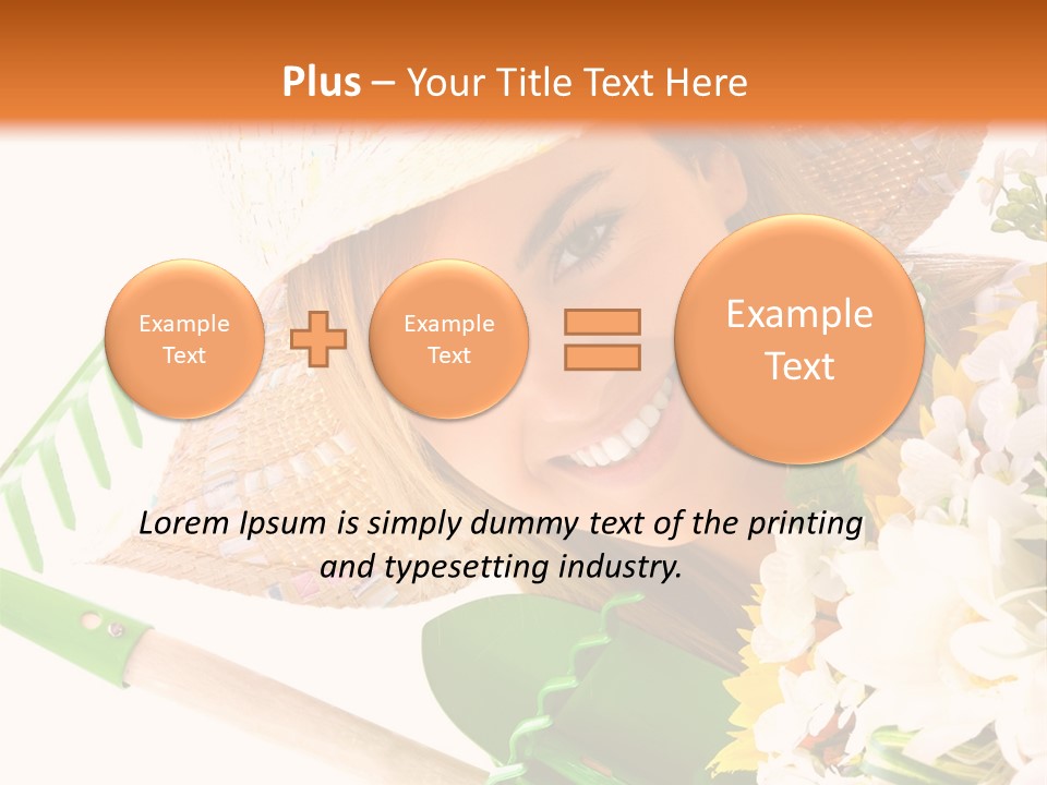 A Woman In A Straw Hat Holding A Bouquet Of Flowers PowerPoint Template