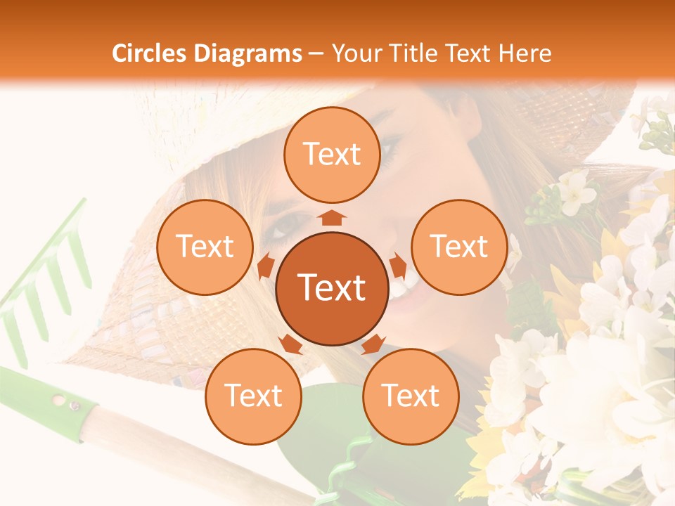 A Woman In A Straw Hat Holding A Bouquet Of Flowers PowerPoint Template