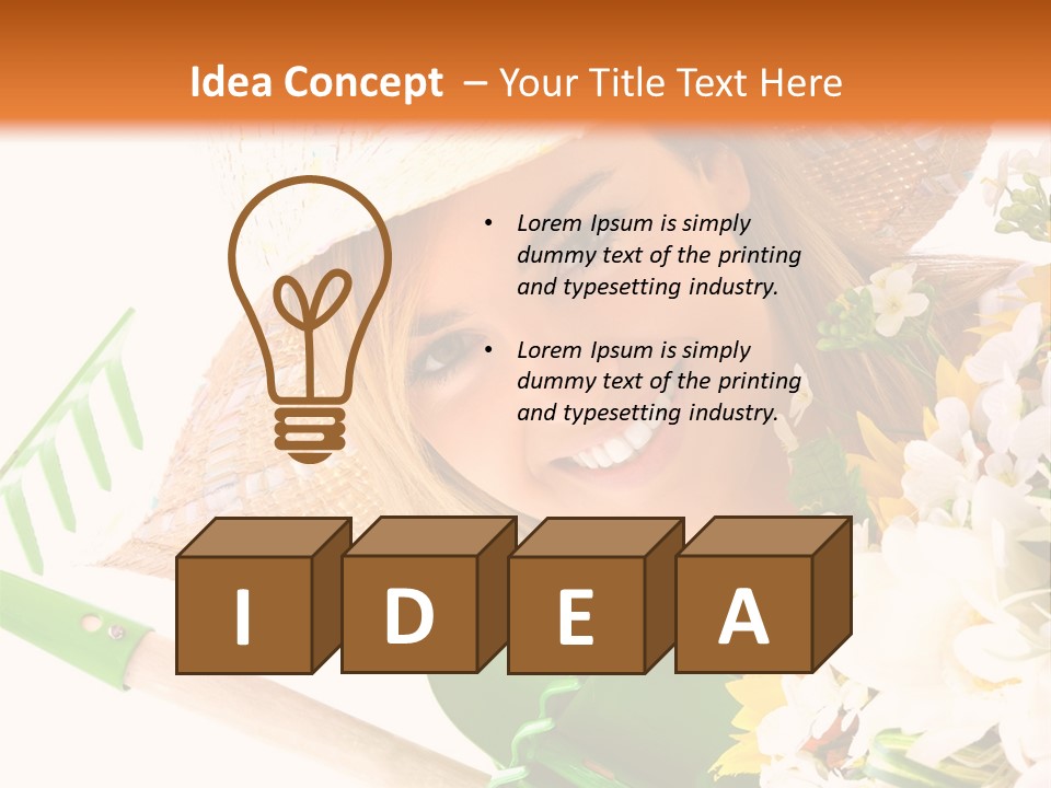 A Woman In A Straw Hat Holding A Bouquet Of Flowers PowerPoint Template