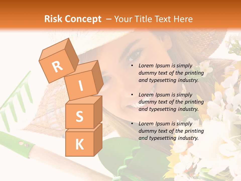 A Woman In A Straw Hat Holding A Bouquet Of Flowers PowerPoint Template