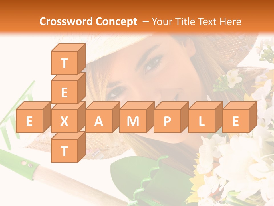 A Woman In A Straw Hat Holding A Bouquet Of Flowers PowerPoint Template