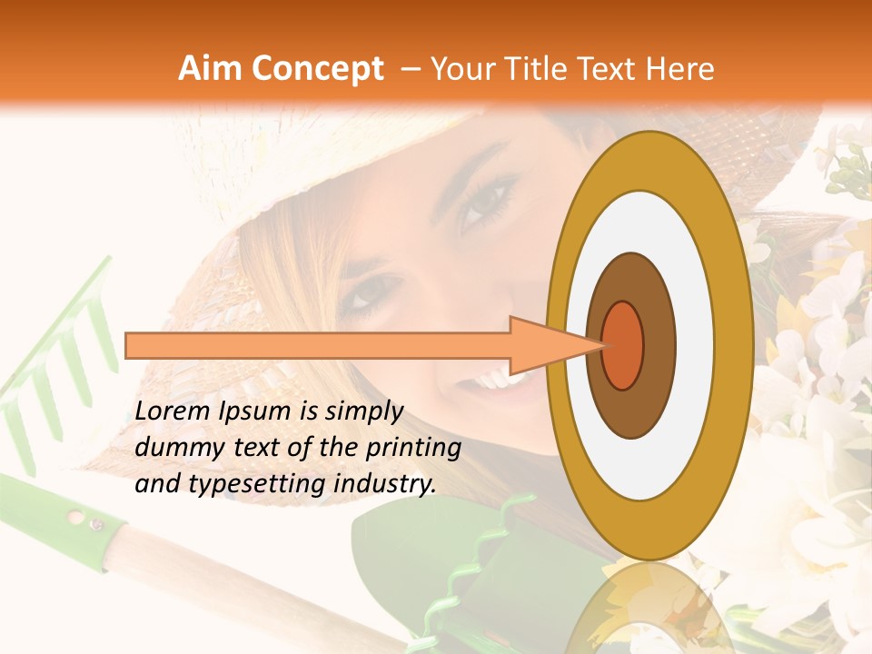 A Woman In A Straw Hat Holding A Bouquet Of Flowers PowerPoint Template