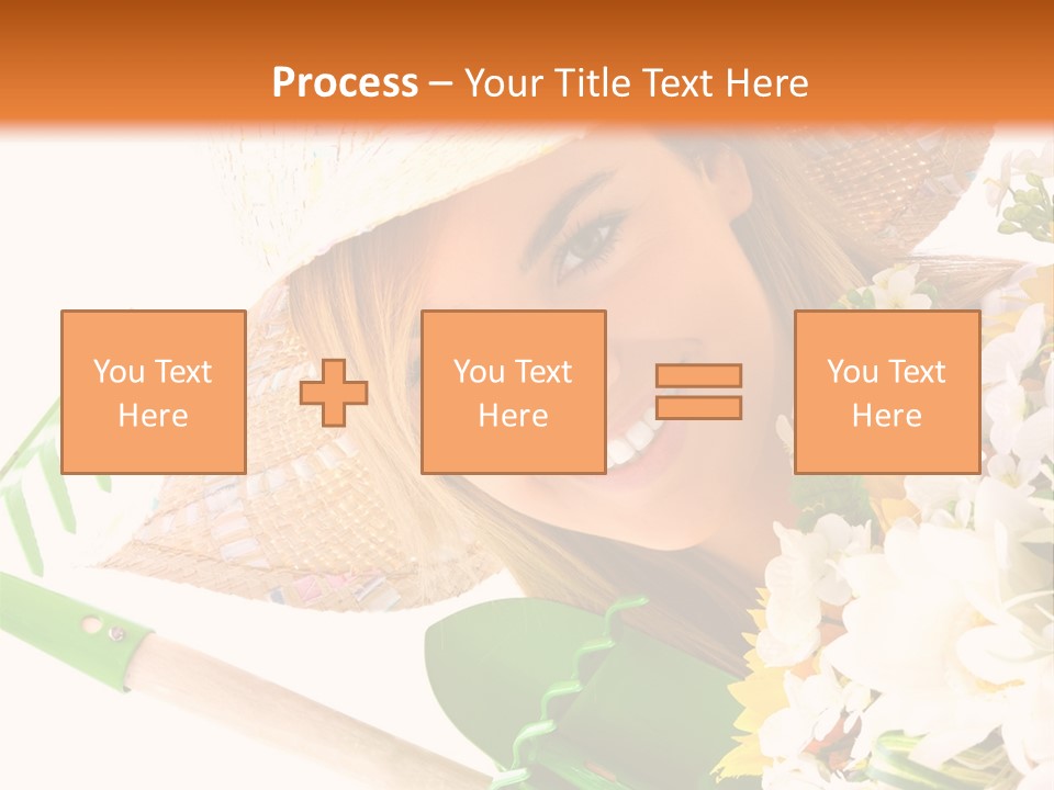 A Woman In A Straw Hat Holding A Bouquet Of Flowers PowerPoint Template
