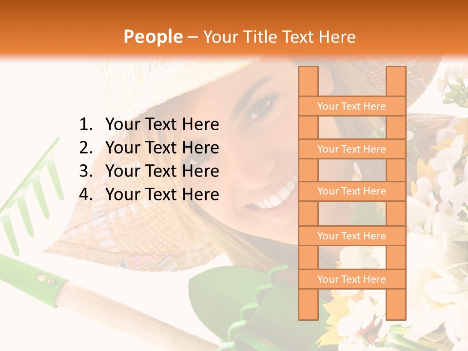 A Woman In A Straw Hat Holding A Bouquet Of Flowers PowerPoint Template