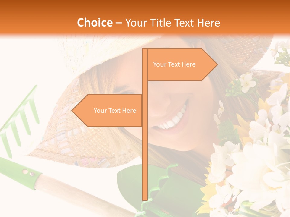 A Woman In A Straw Hat Holding A Bouquet Of Flowers PowerPoint Template