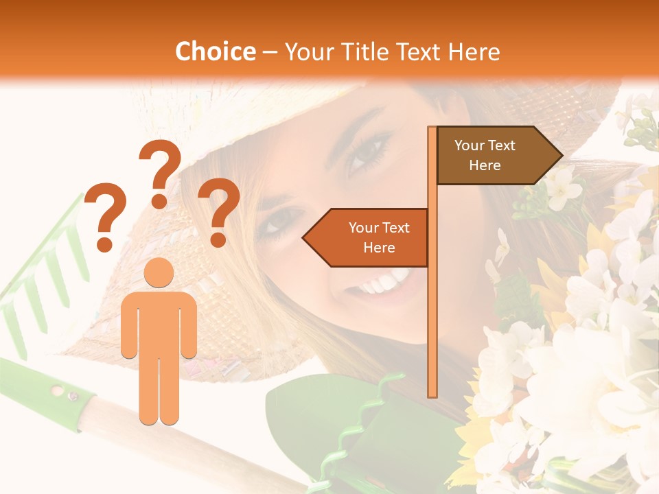 A Woman In A Straw Hat Holding A Bouquet Of Flowers PowerPoint Template