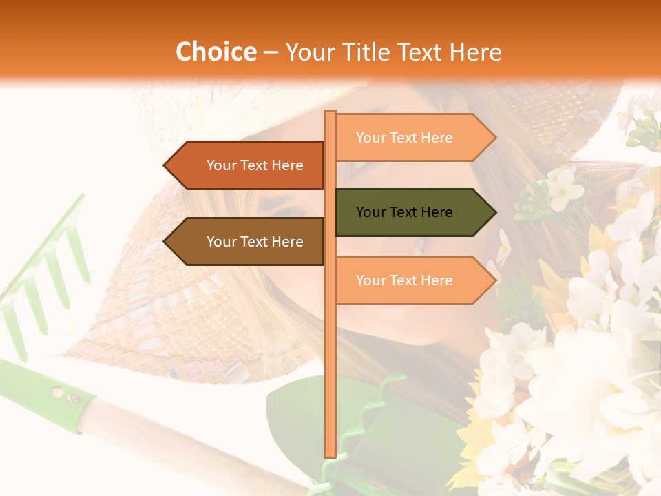 A Woman In A Straw Hat Holding A Bouquet Of Flowers PowerPoint Template