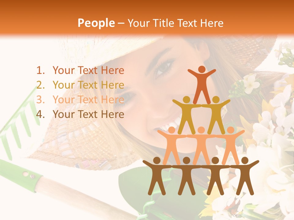 A Woman In A Straw Hat Holding A Bouquet Of Flowers PowerPoint Template