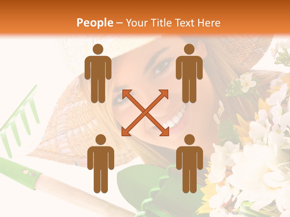A Woman In A Straw Hat Holding A Bouquet Of Flowers PowerPoint Template