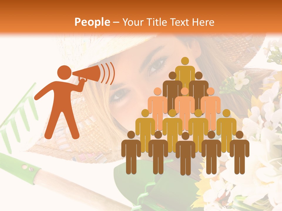 A Woman In A Straw Hat Holding A Bouquet Of Flowers PowerPoint Template