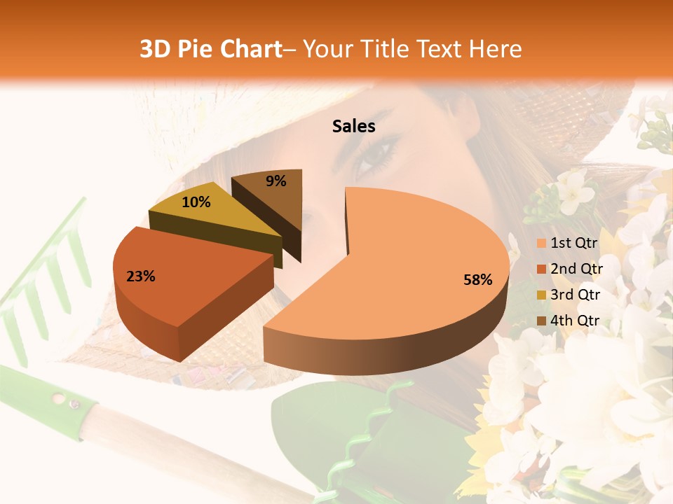 A Woman In A Straw Hat Holding A Bouquet Of Flowers PowerPoint Template