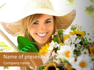 Look Flower Woman PowerPoint Template