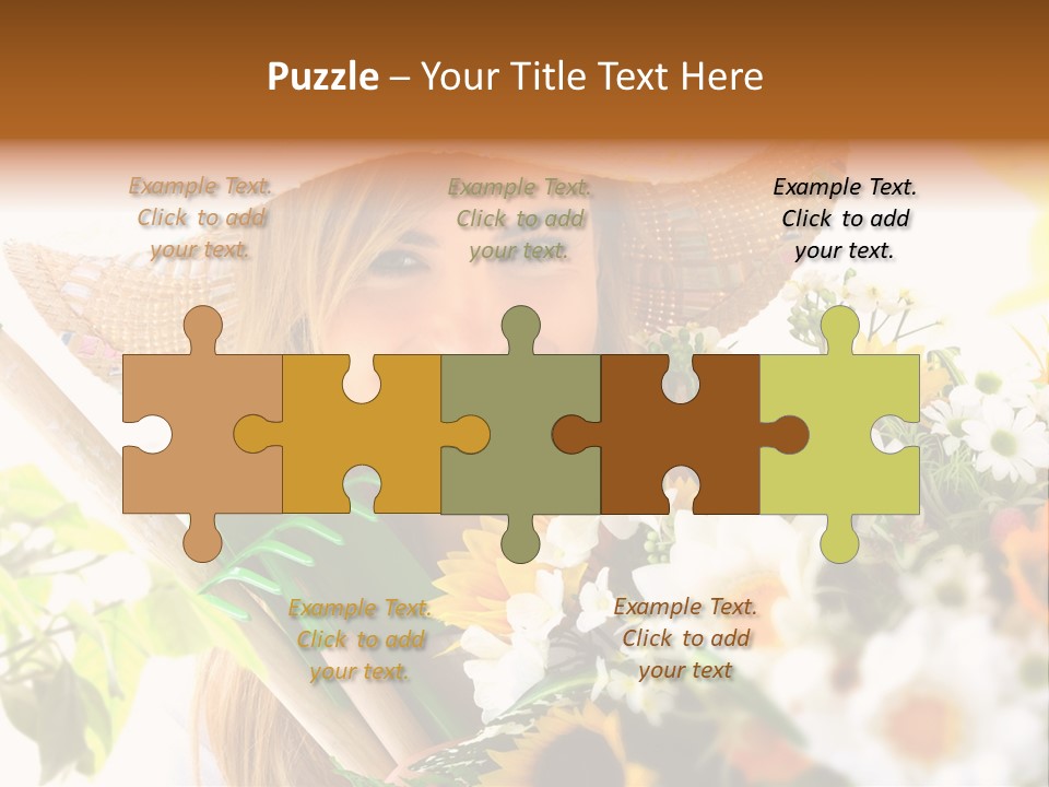 Look Flower Woman PowerPoint Template