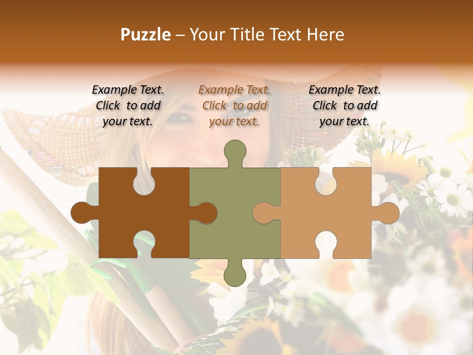 Look Flower Woman PowerPoint Template