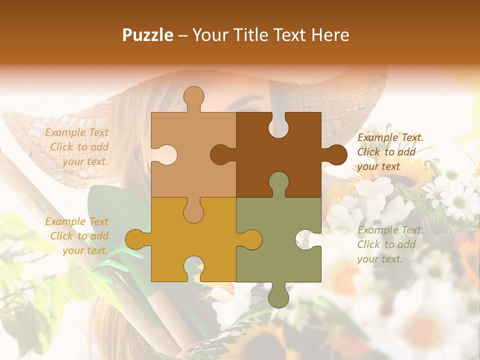 Look Flower Woman PowerPoint Template