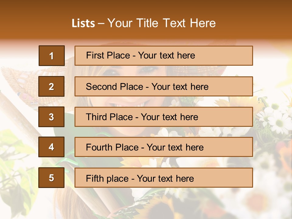 Look Flower Woman PowerPoint Template