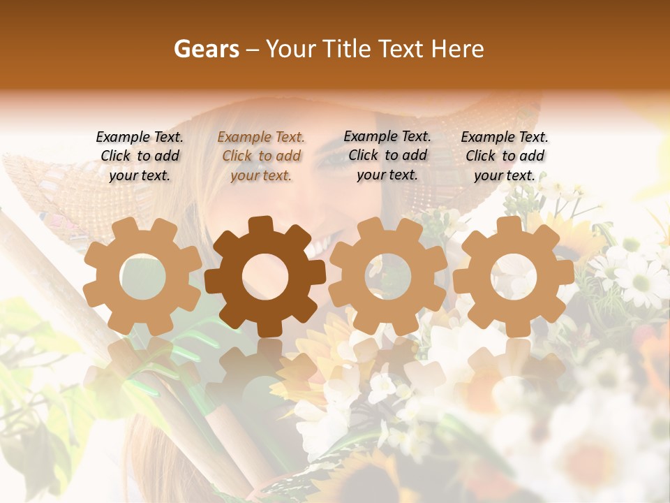 Look Flower Woman PowerPoint Template