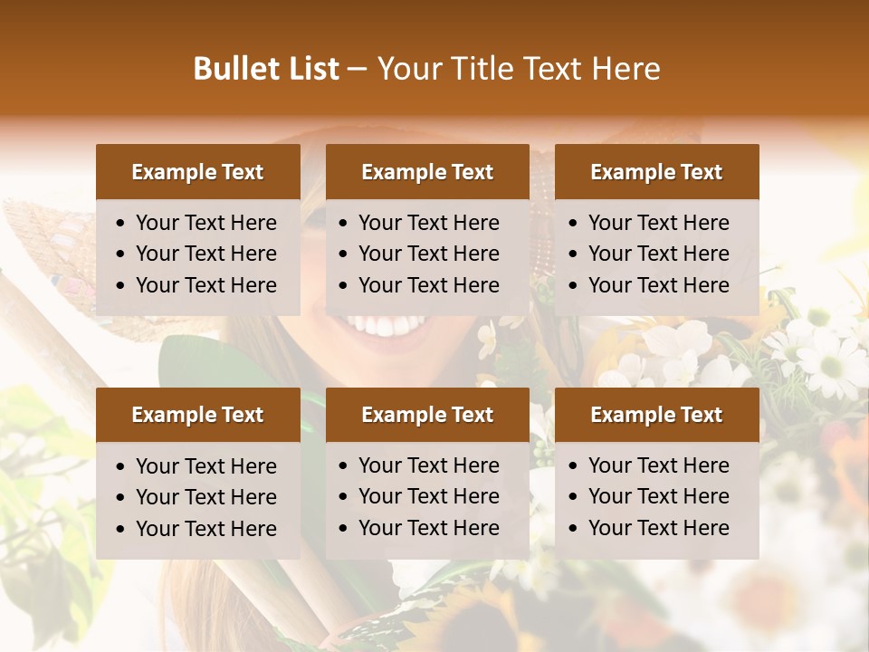 Look Flower Woman PowerPoint Template