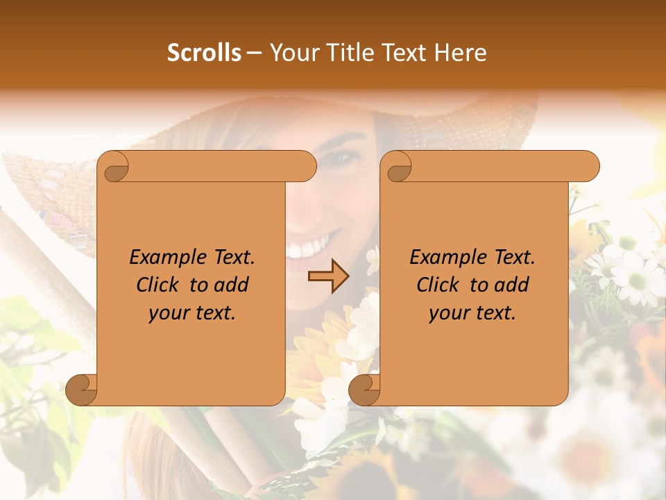 Look Flower Woman PowerPoint Template