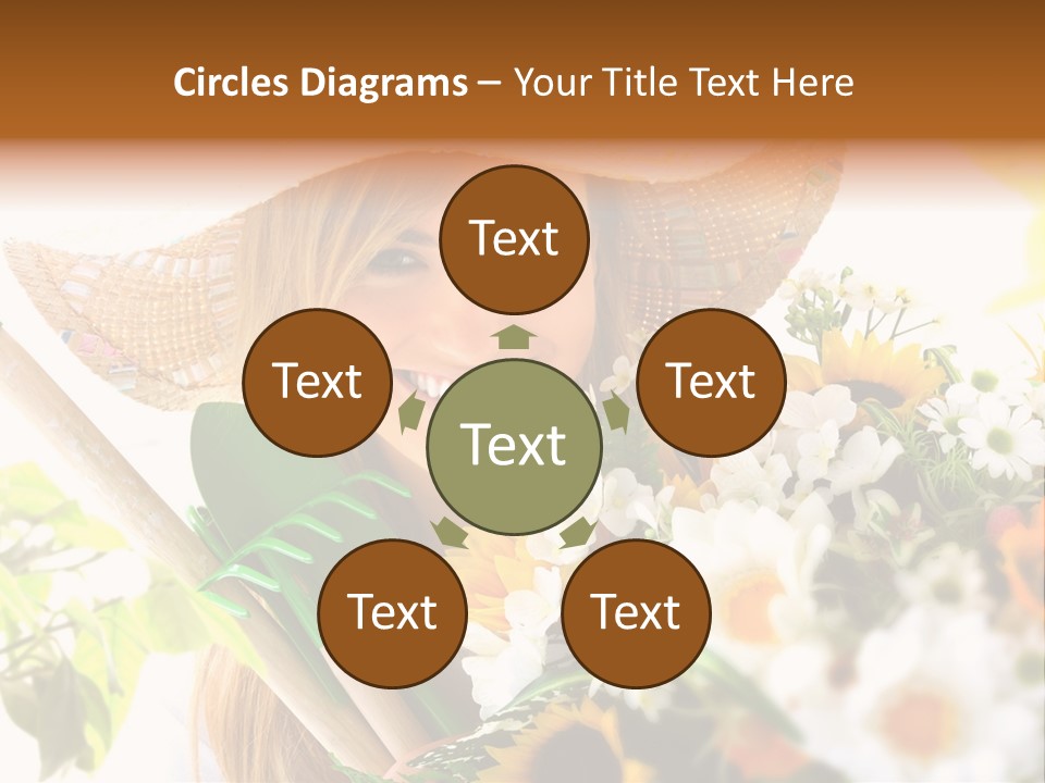 Look Flower Woman PowerPoint Template