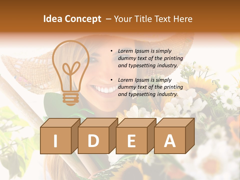 Look Flower Woman PowerPoint Template