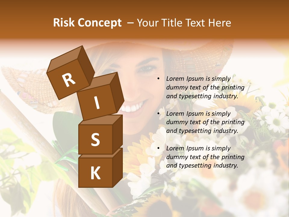 Look Flower Woman PowerPoint Template