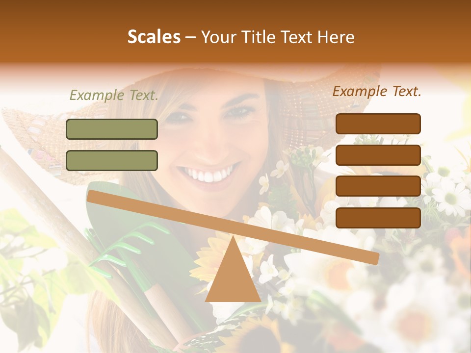 Look Flower Woman PowerPoint Template