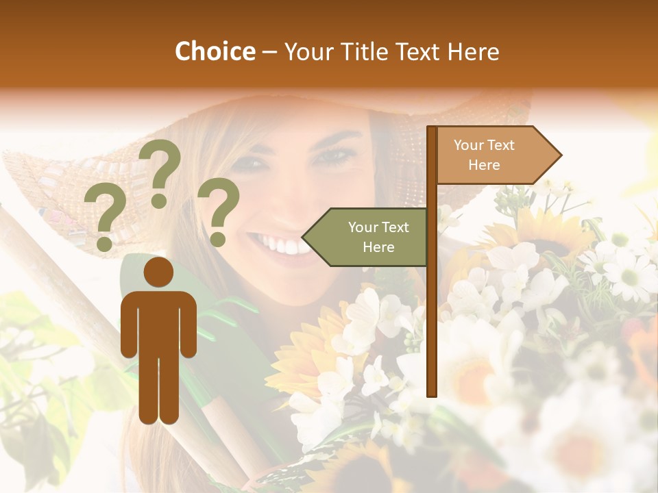 Look Flower Woman PowerPoint Template