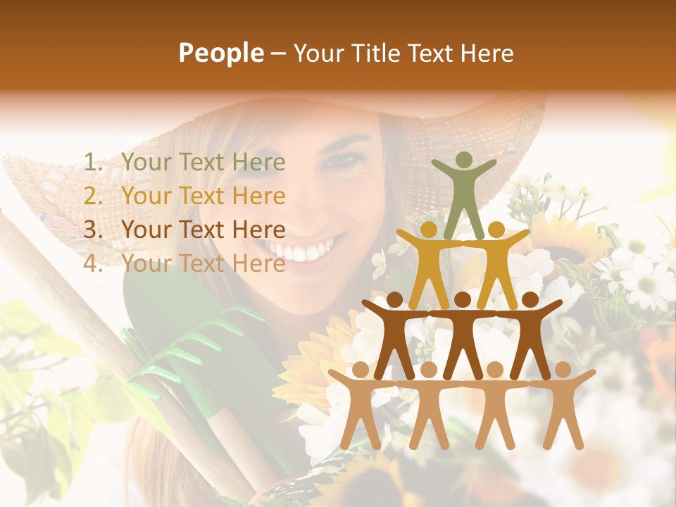 Look Flower Woman PowerPoint Template