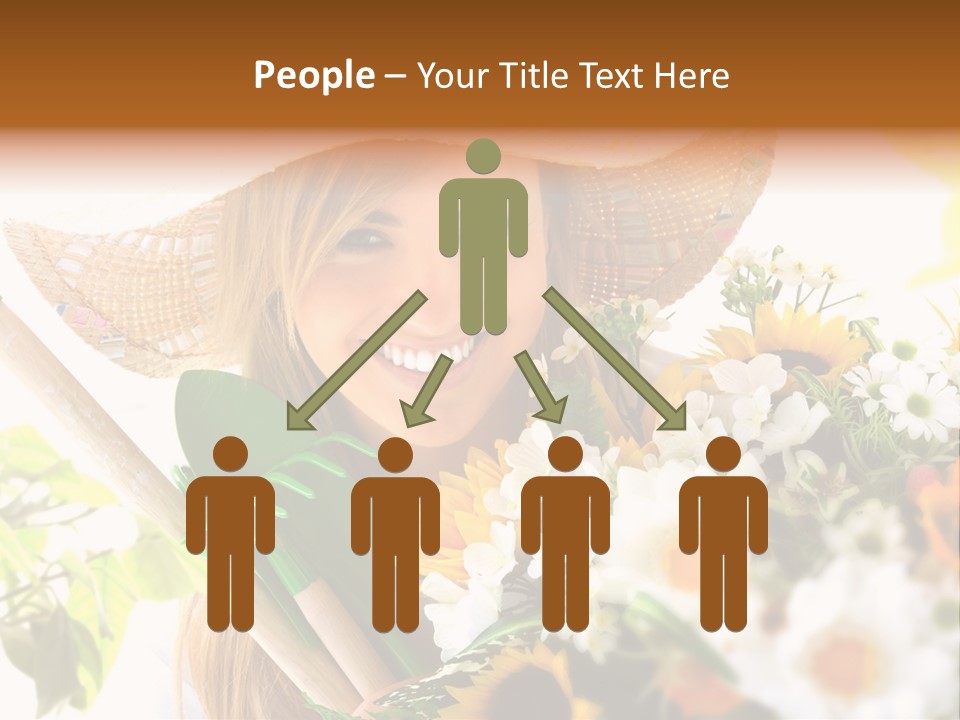 Look Flower Woman PowerPoint Template