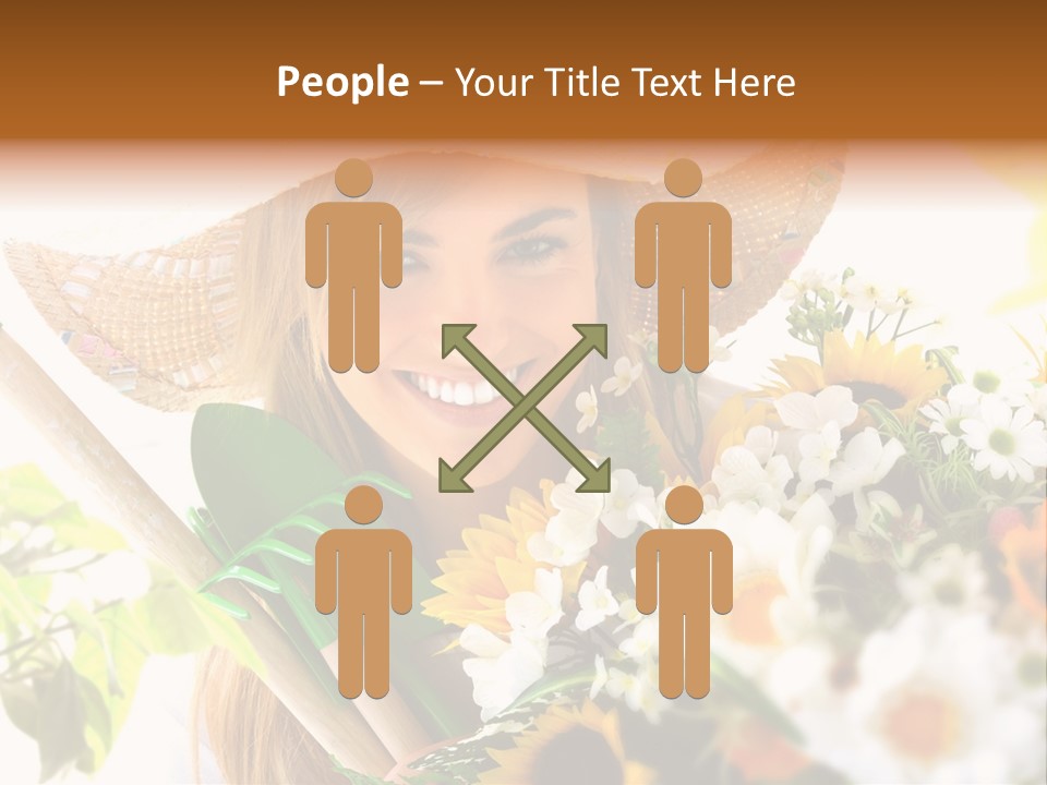 Look Flower Woman PowerPoint Template