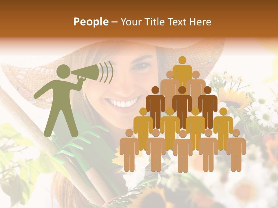 Look Flower Woman PowerPoint Template