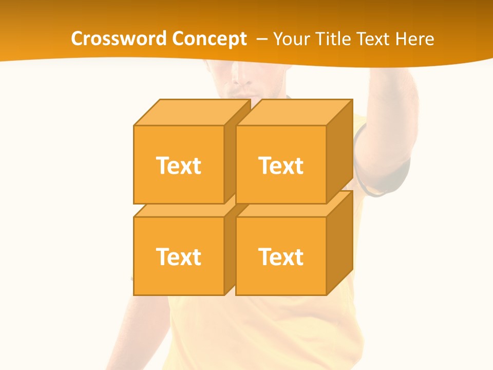 A Man In A Yellow Shirt Holding A Red Card PowerPoint Template