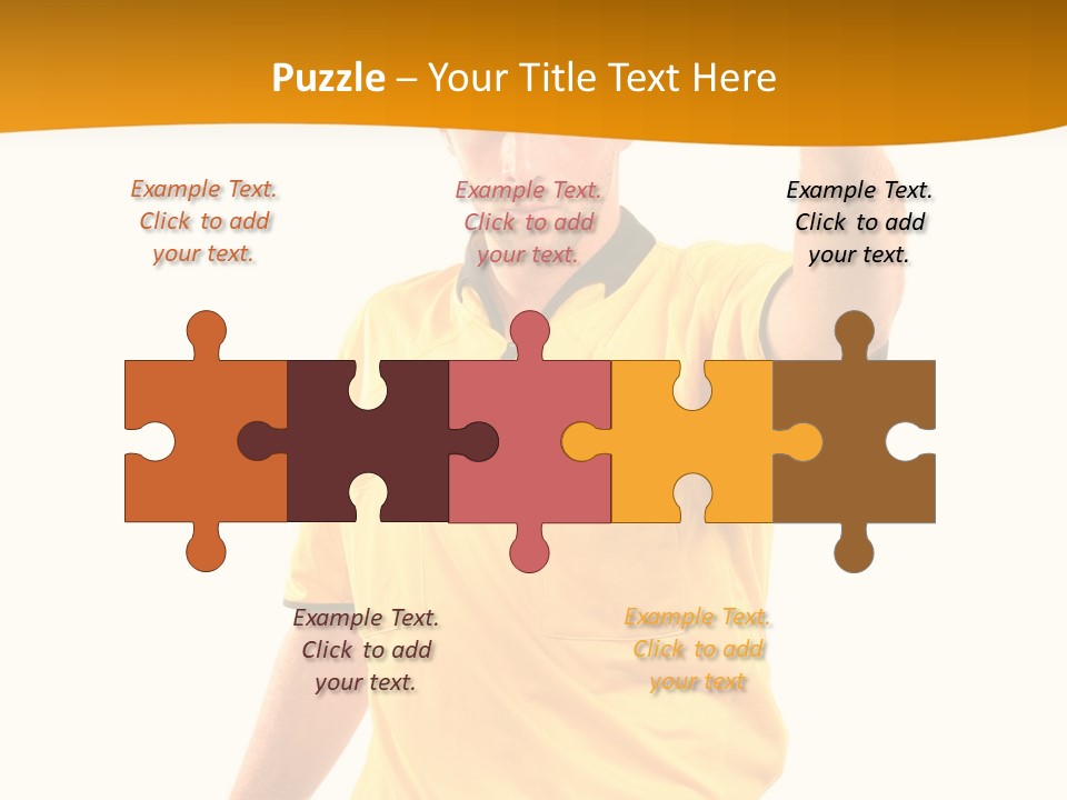 A Man In A Yellow Shirt Holding A Red Card PowerPoint Template