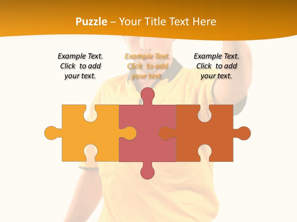 A Man In A Yellow Shirt Holding A Red Card PowerPoint Template