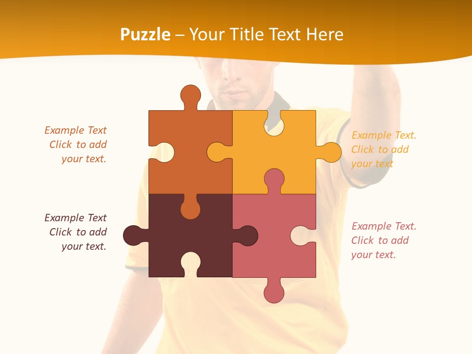 A Man In A Yellow Shirt Holding A Red Card PowerPoint Template