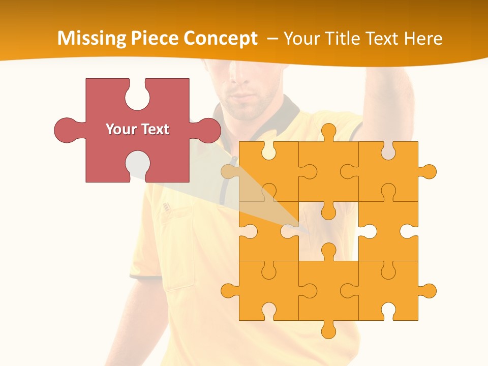 A Man In A Yellow Shirt Holding A Red Card PowerPoint Template