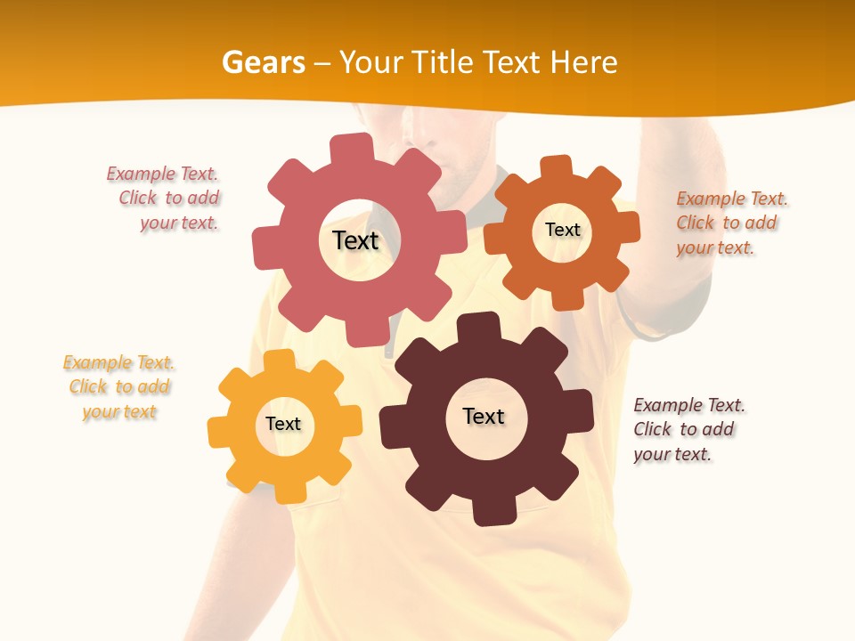 A Man In A Yellow Shirt Holding A Red Card PowerPoint Template