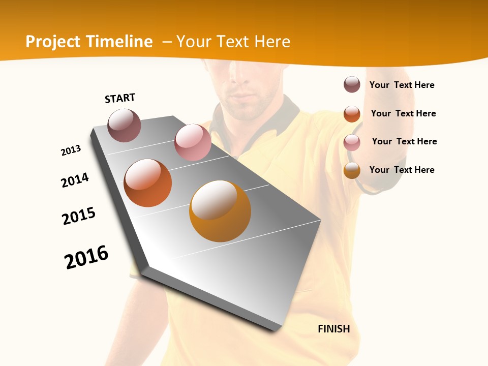 A Man In A Yellow Shirt Holding A Red Card PowerPoint Template
