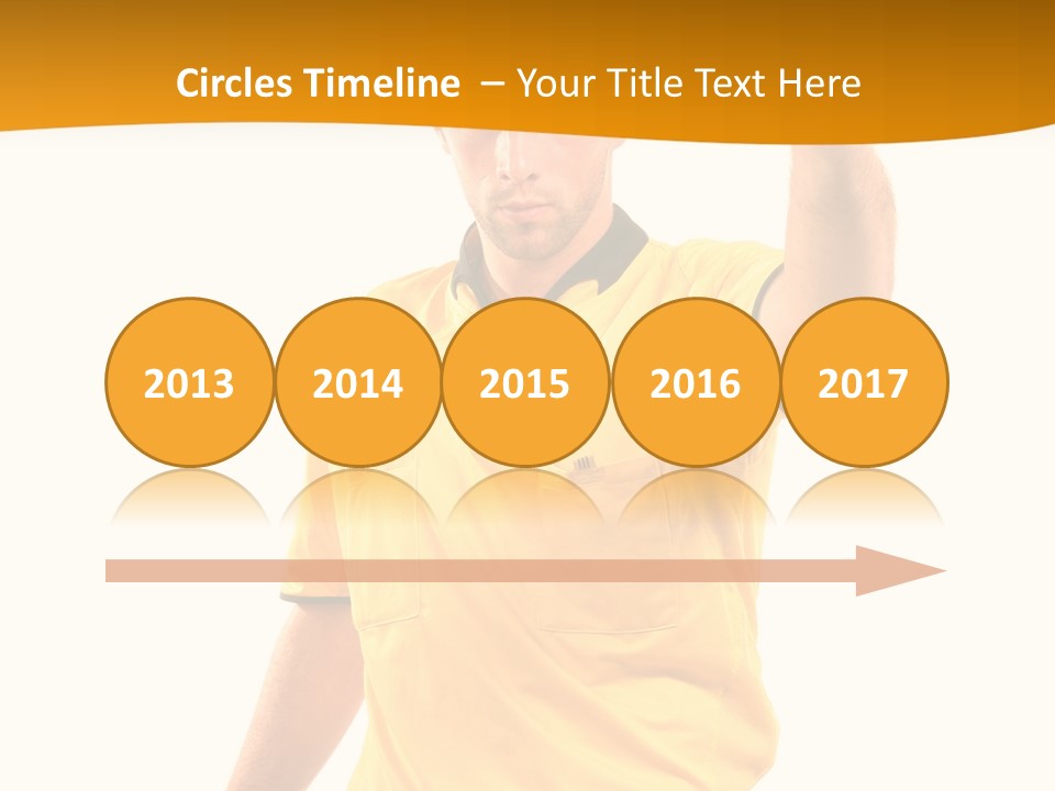 A Man In A Yellow Shirt Holding A Red Card PowerPoint Template